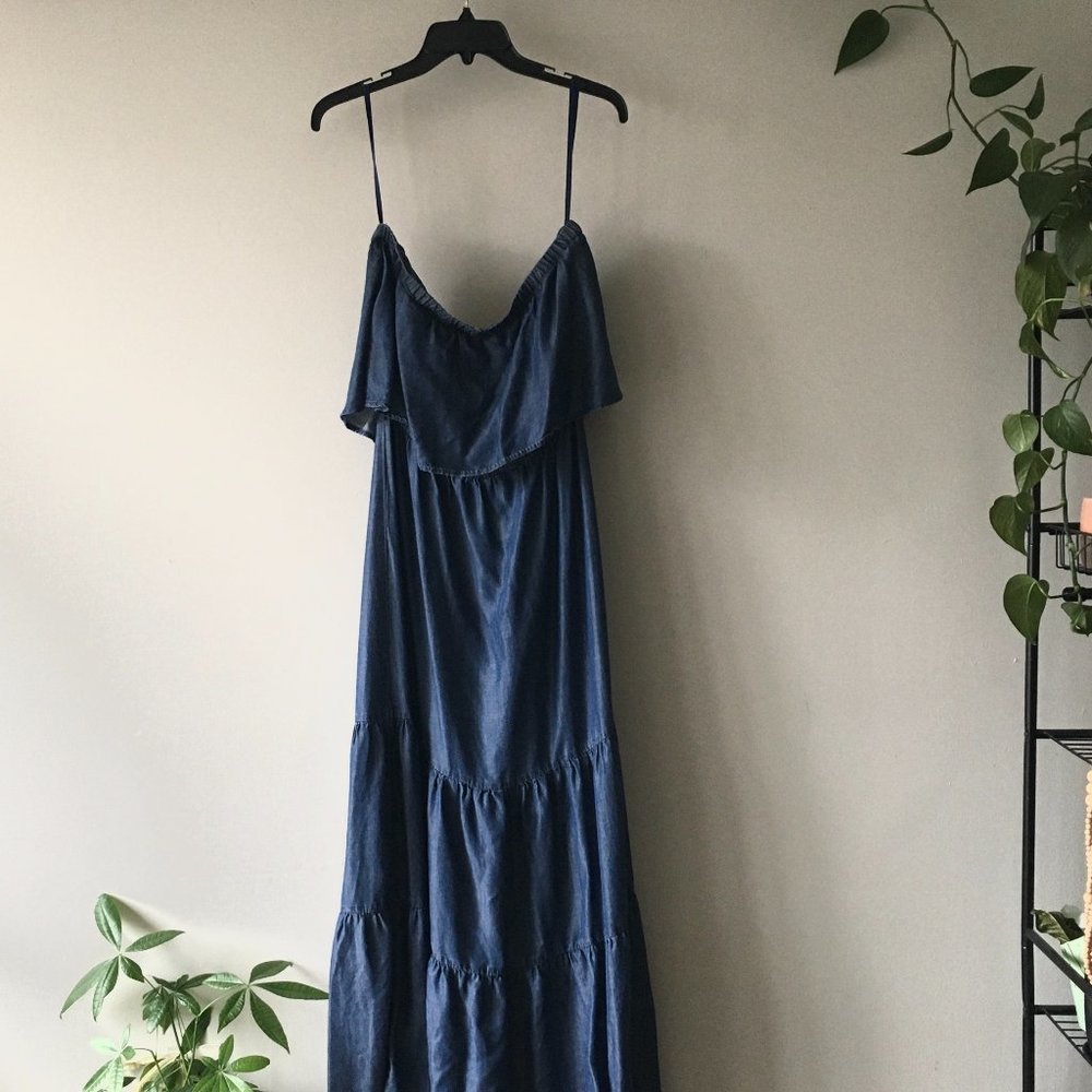 Michael Kors Indigo Strapless Maxi Dress